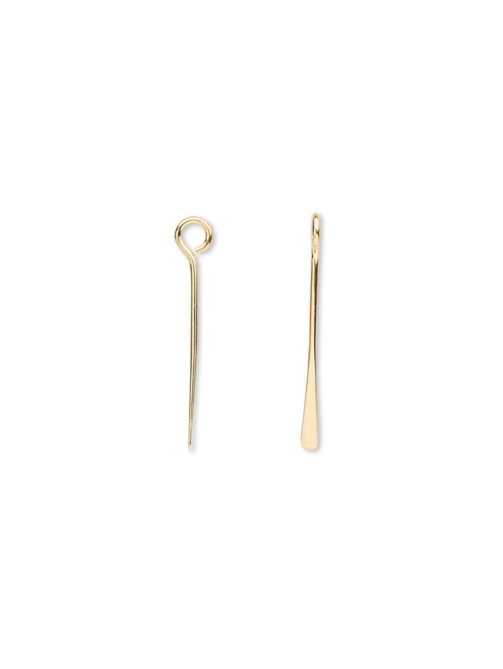 20 Gold 14K Plated Flat Paddle Pins Eyepins Drops Charms Earring Findings